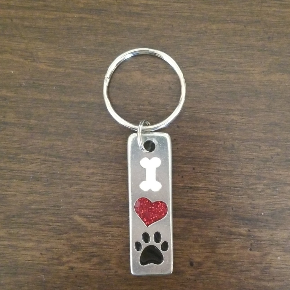 I Love My Dog Pewter Keychain